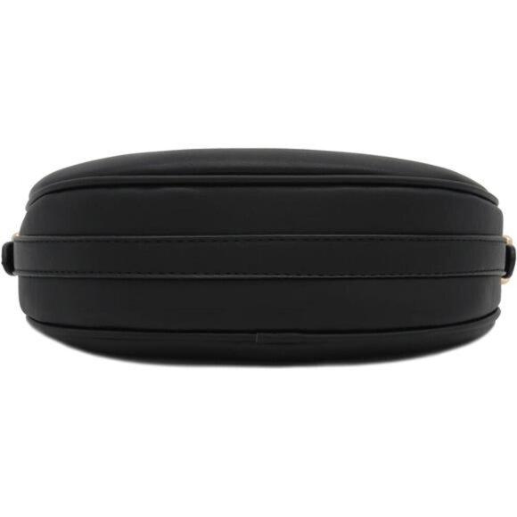 Small Crescent Smooth Faux Leather Bag Black - Picture 4 of 7